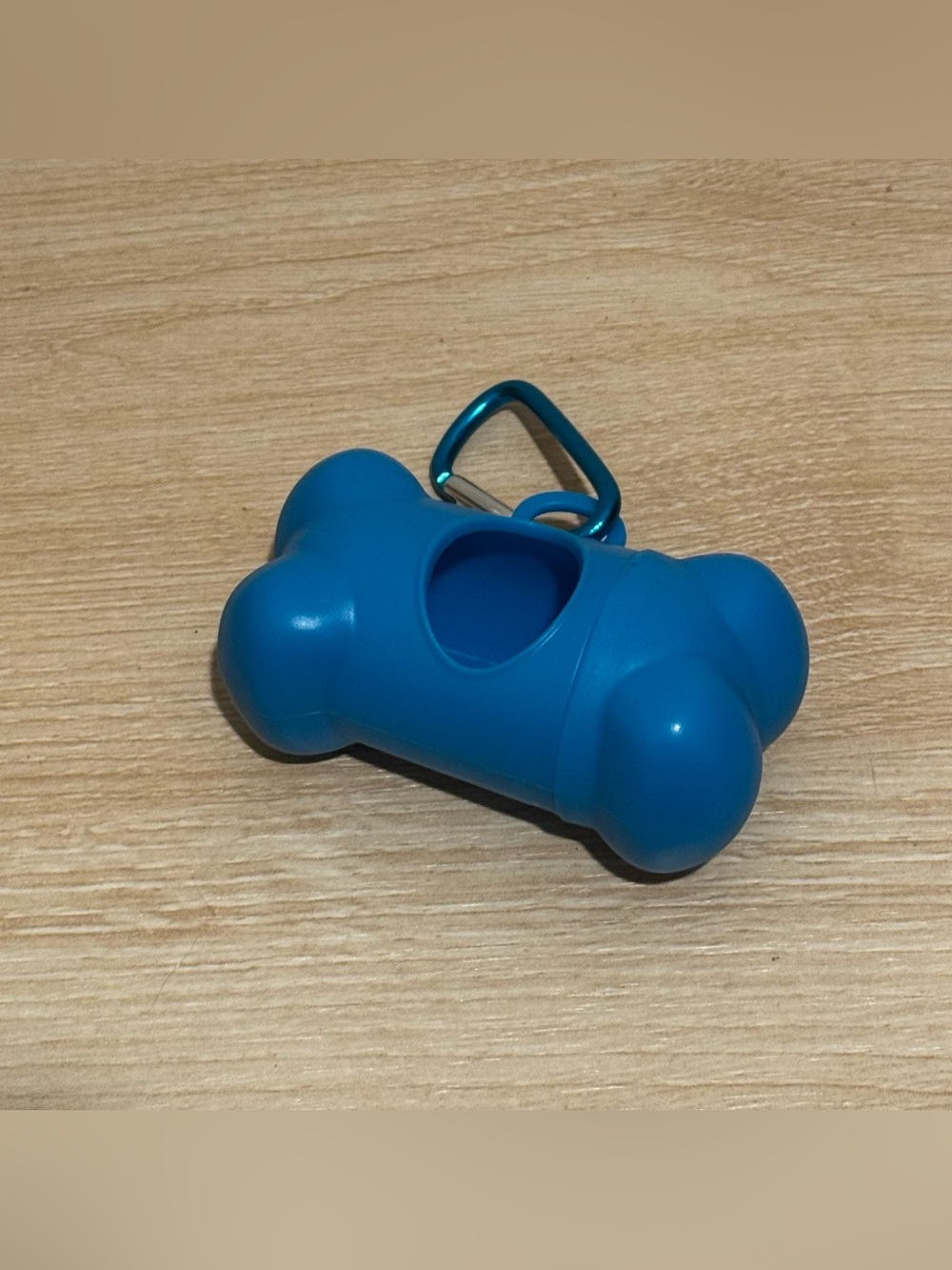 Blue Bone-Shaped Dog Waste Bag Dispenser with Carabiner